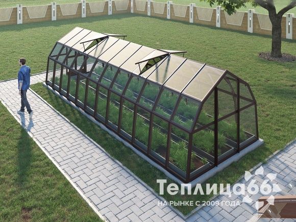 Теплица Рада Нева под стекло, 2,65х8 метров, коричневая